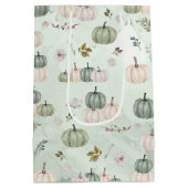 秋パンプキンセージ緑感謝祭 ミディアムペーパーバッグ (裏面)