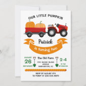 秋パンプキントラクターファーム子供の誕生日招待状 招待状 (正面)
