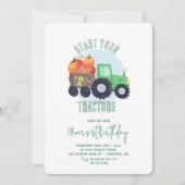 秋パンプキントラクターボーイ1st誕生日 招待状 (正面)