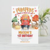 秋パンプキントラクター誕生日 招待状 (スタンド正面)