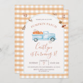 秋パンプキントラックパッチ8th誕生日パーティー 招待状 (正面/裏面)