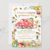 秋パンプキントラック誕生日招待状 招待状 (正面)