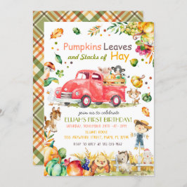 秋パンプキントラック誕生日招待状 招待状