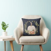 秋パンプキンネイビーブルーピーチラストフローラの葉 クッション (椅子)