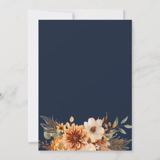 秋パンプキンネイビーブルー感謝祭ディナー 招待状 (裏面)