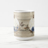 秋パンプキンネービーブルーフローラ木製台本コーヒー コーヒーマグカップ (中央)