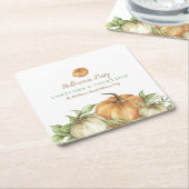 秋パンプキンハロウィーン スクエアペーパーコースター (アングル)