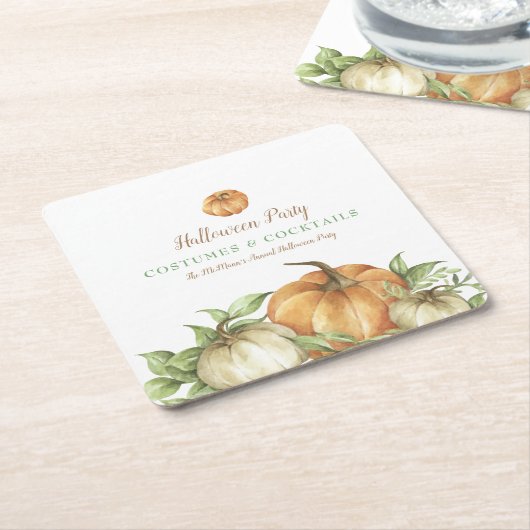 秋パンプキンハロウィーン スクエアペーパーコースター (アングル)