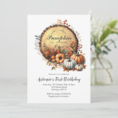 秋パンプキンバーンオレンジファースト誕生日 招待状 (スタンド正面)