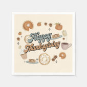 秋パンプキンパイサンクスギビングディナーナプキンズ スタンダードカクテルナプキン (正面)