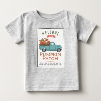 秋パンプキンパッチトラック ベビーTシャツ