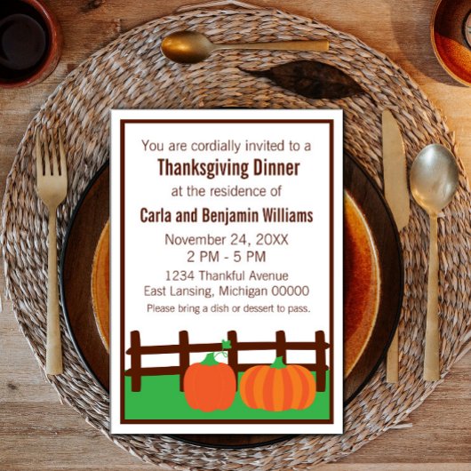 秋パンプキンパッチ感謝祭招待状 招待状