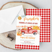秋パンプキンパッチ旧ヴィンテージトラック誕生日 招待状