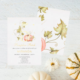 秋パンプキンパッチ誕生日秋5日誕生日 箔招待状