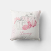 秋パンプキンピンクガーリーグリッター水彩フローラ クッション (正面)