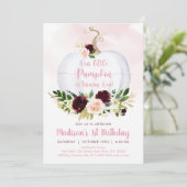 秋パンプキンピンクバーガンディ金ゴールドファースト誕生日 招待状 (スタンド正面)