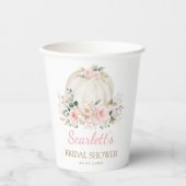 秋パンプキンピンクフローラグリーンブライダルシャワー 紙コップ (正面)