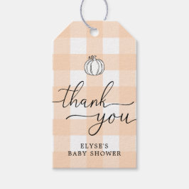 秋パンプキンピーチギンガムサンキューユーメッセージカード ギフトタグ