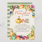 秋パンプキンファースト誕生日招待状 招待状 (正面/裏面)