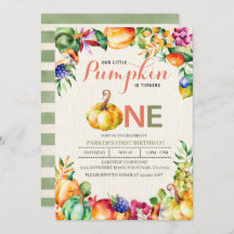 秋パンプキンファースト誕生日招待状