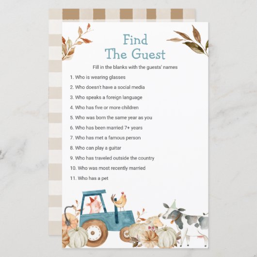 秋パンプキンファーム動物を見つけるゲストゲーム (正面/裏面)