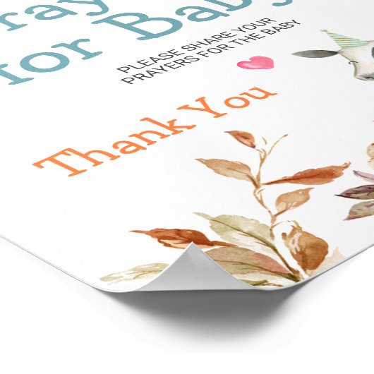 秋パンプキンファーム動物トラクター祈りの言葉のためのベビー ポスター (角)