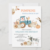 秋パンプキンファーム動物誕生日 招待状 (正面)