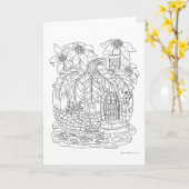 秋パンプキンフェアリーハウスカラーイット空白の カード (黄色い花)