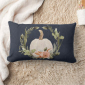 秋パンプキンフリージテラコッタフローラネービーブルー   ランバークッション (ブランケット)