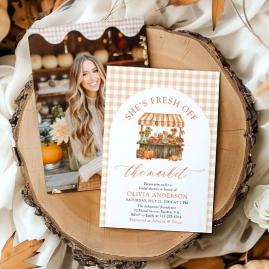 秋パンプキンフレッシュオフザマーケットブライダルシャワー 招待状