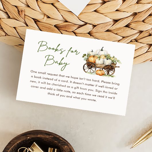 秋パンプキンブックベビーベビーシャワー エンクロージャーカード