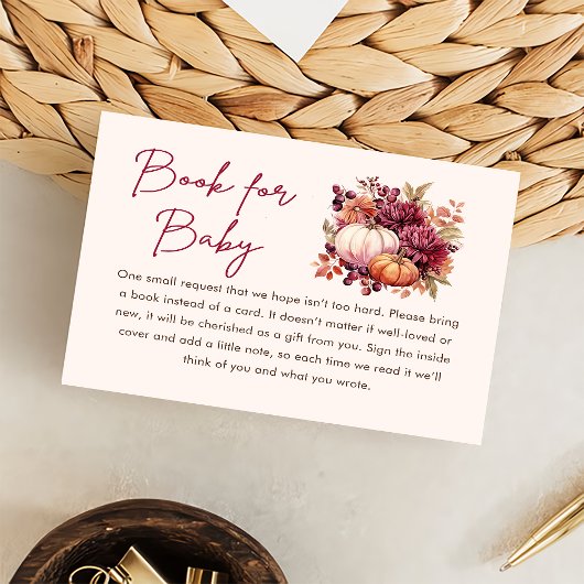 秋パンプキンブックベビーベビーシャワー エンクロージャーカード