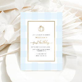 秋パンプキンブルージンガム誕生日フォイル招待状 箔招待状