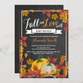 秋パンプキンベビーシャワーの招待 招待状 (正面/裏面)