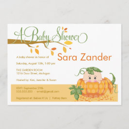 秋パンプキンベビーシャワー招待状 招待状