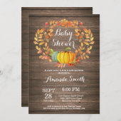 秋パンプキンベ素朴ビーシャワー招待状カード 招待状 (正面/裏面)