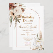 秋パンプキンボホアーチフローラ誕生日30thディナー 招待状 (正面/裏面)