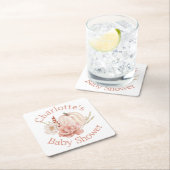 秋パンプキンボホフローラベビーシャワー スクエアペーパーコースター (インサイチュ)