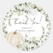 秋パンプキンユーカリブライダルシャワー ラウンドシール (正面)