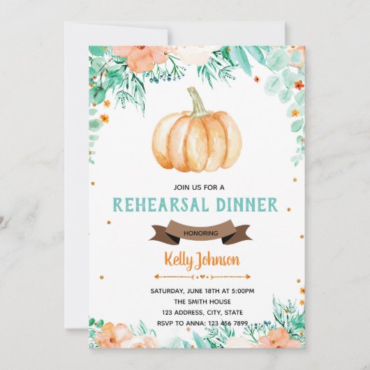 秋パンプキンリハーサルディナーパーティの招待状 招待状 (正面)