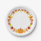 秋パンプキンリース紙プレート ペーパープレート (正面)