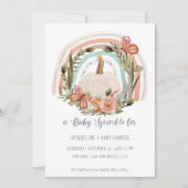 秋パンプキンレインボーマスタードブルー赤面フローラアート 招待状 (正面)