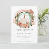 秋パンプキンレインボーマスタードブルー赤面フローラアート 招待状 (スタンド正面)