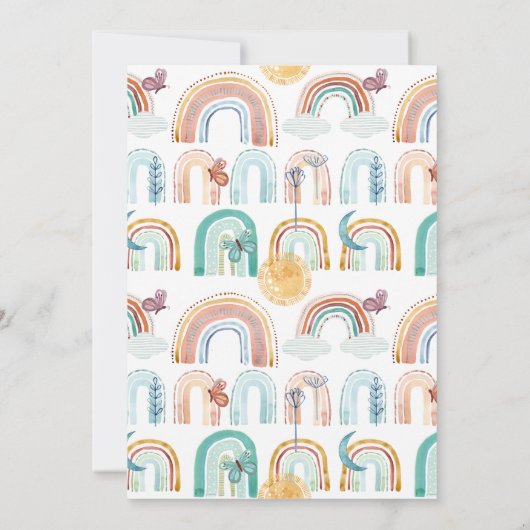 秋パンプキンレインボーマスタードブルー赤面フローラアート 招待状 (裏面)