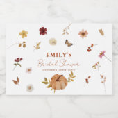 秋パンプキンワイルドフラワーブライダルシャワー スパークリングワインラベル (シングルラベル)