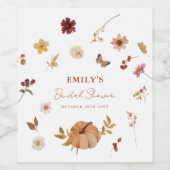秋パンプキンワイルドフラワーブライダルシャワー ワインラベル (シングルラベル)
