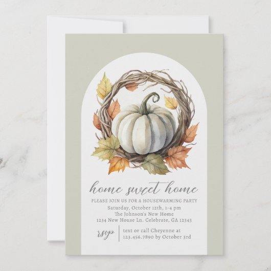 秋パンプキン引っ越し祝いパーティーパーティの招待状 招待状 (正面)