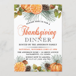 秋パンプキン感謝祭素朴ディナー 招待状