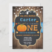 秋パンプキン第1誕生日招待状ボーイ 招待状 (正面)