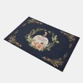 秋パンプキン葉桃フローラウェルカムファミリー ドアマット (アングル)